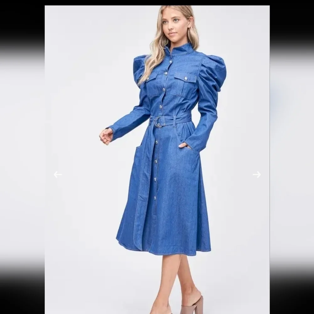 Misty Blue Denim Dress - Picture 7 of 10